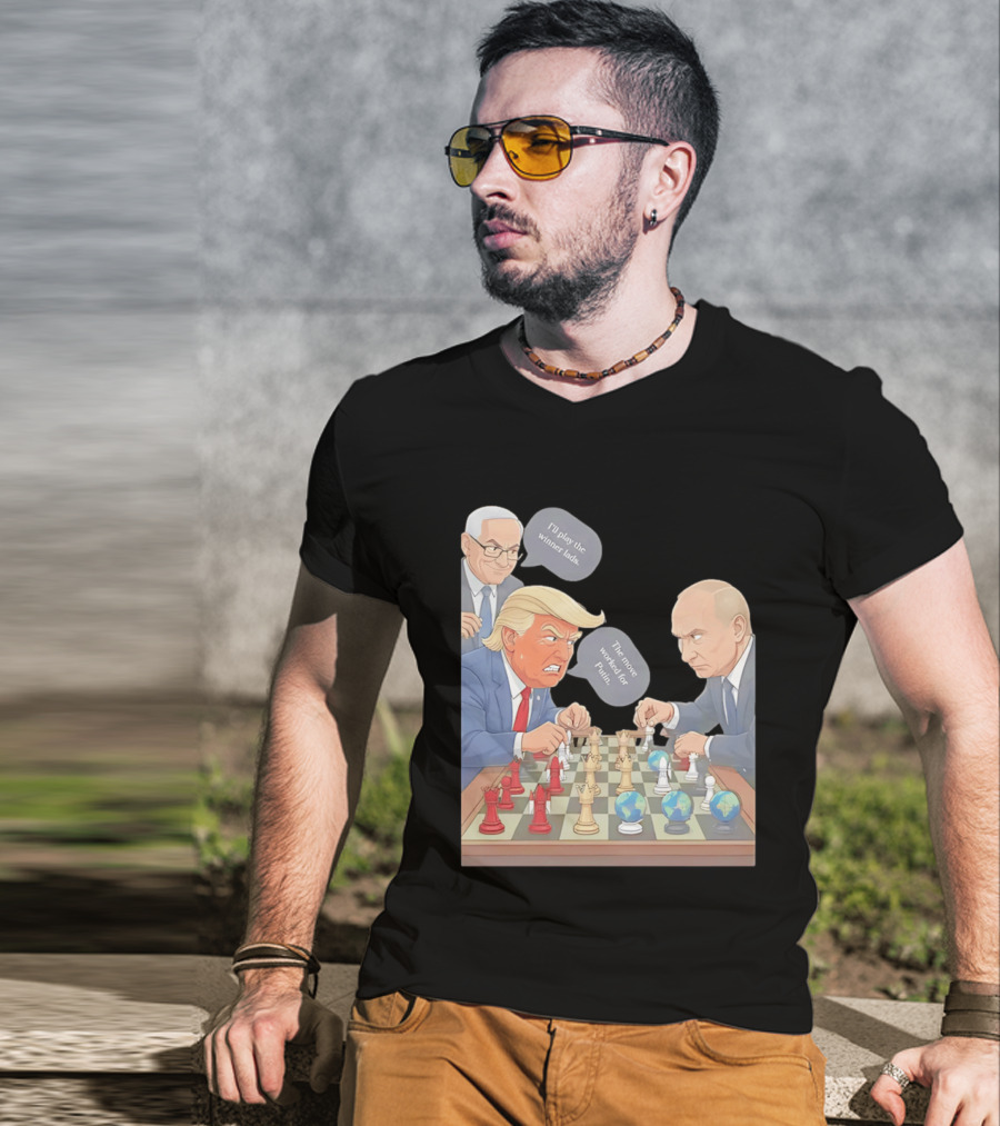 Political Chess Game Trump Putin World Leaders Cartoon T-Shirt