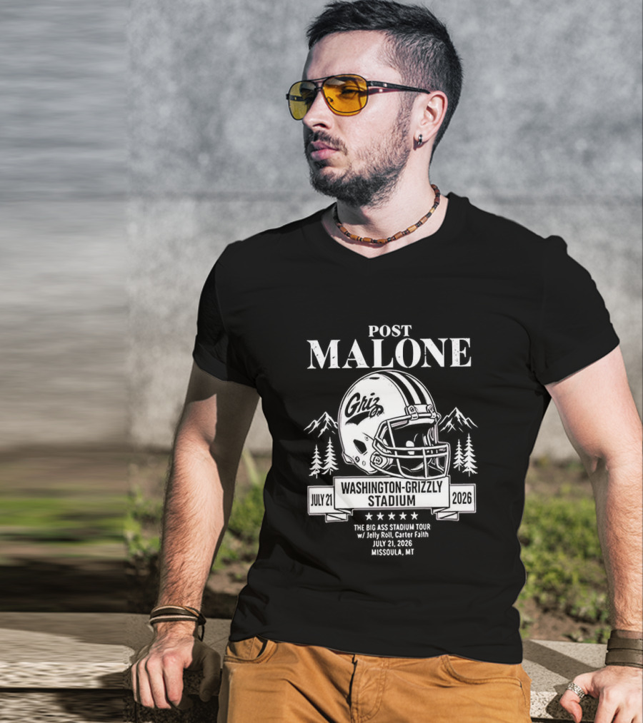 Post Malone Washington Grizzly Stadium Tour 2026 Montana Grizzlies Missoula July 2 T-Shirt