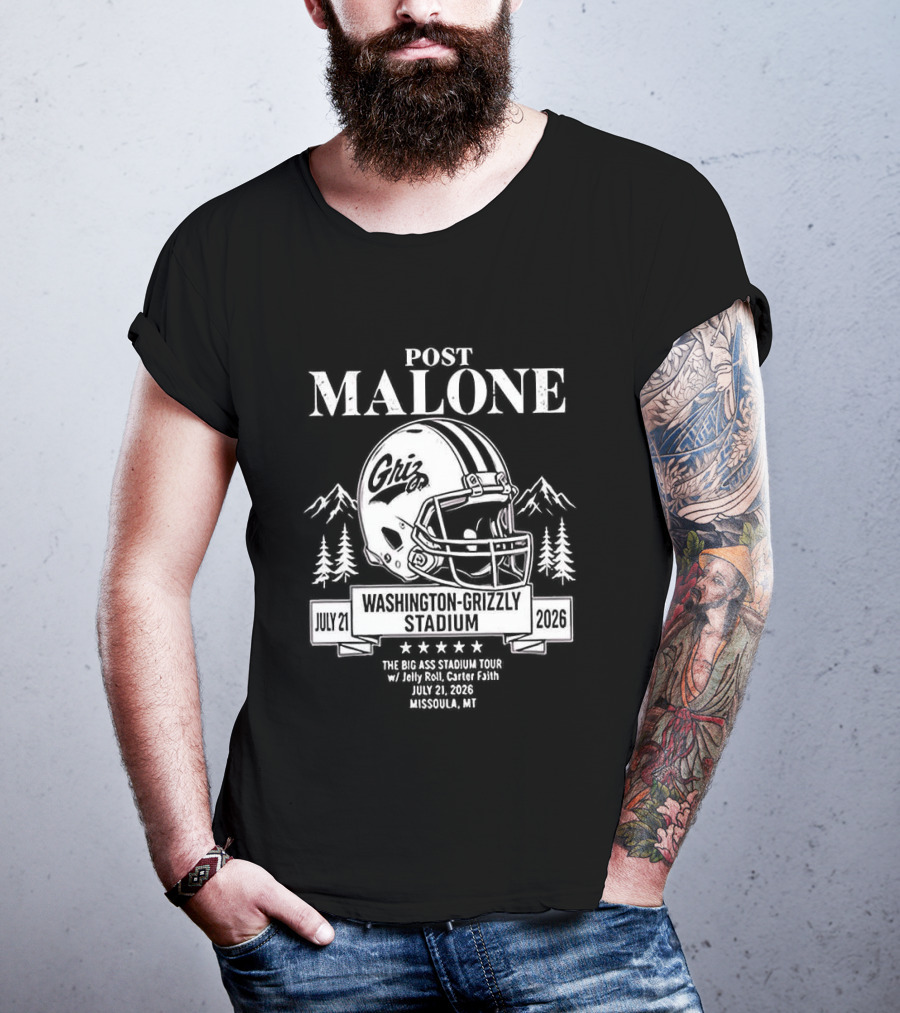 Post Malone Washington Grizzly Stadium Tour 2026 Montana Grizzlies Missoula July 2 T-Shirt