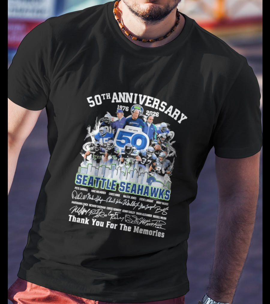 Seattle Seahawks 50th Anniversary 1976 2023 Thank You For The Memories T-Shirt