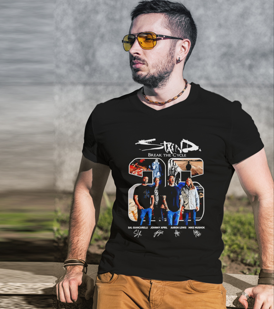 Staind Break The Cycle 25 Sal Giancarelli Johnny April Aaron Lewis Mike Mushok T-Shirt