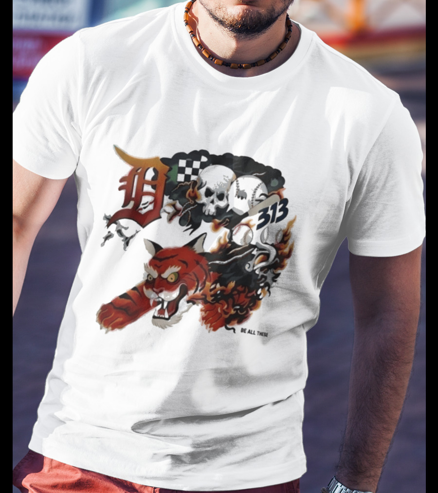 Detroit Tigers Boys & Girls Clubs Of Greater Detroit 313 Skulls Tiger Flame 2026 T-Shirt