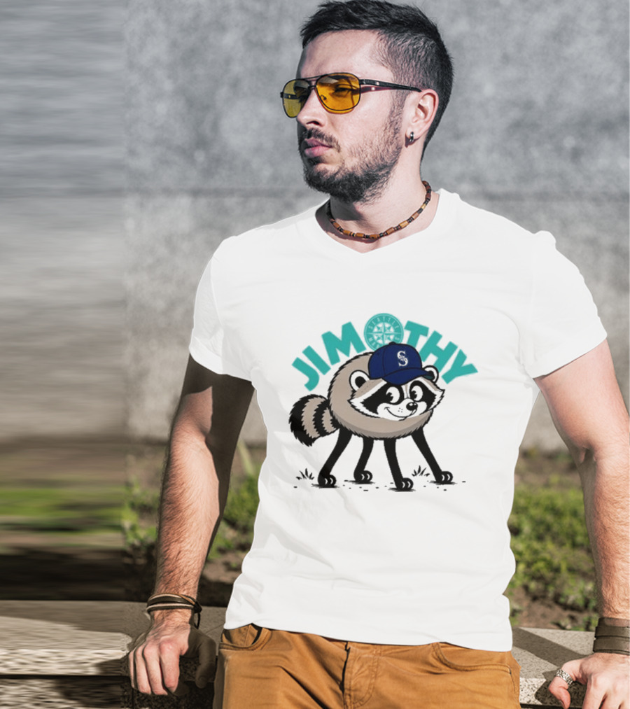 Jimothy Raccoon Mariners Baseball Cap T-Shirt