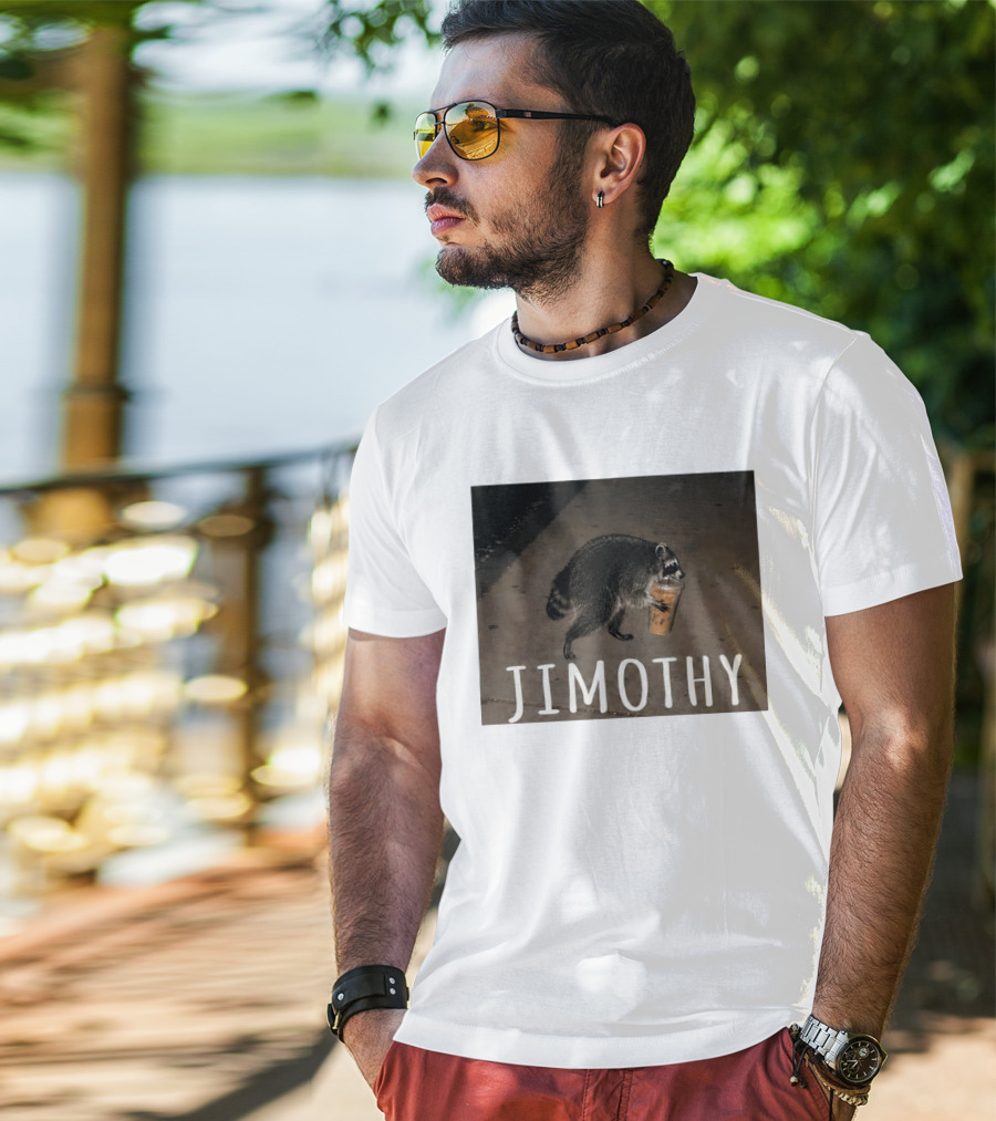 Jimothy Raccoon Carrying Iced Coffee Meme Animal Lover T-Shirt