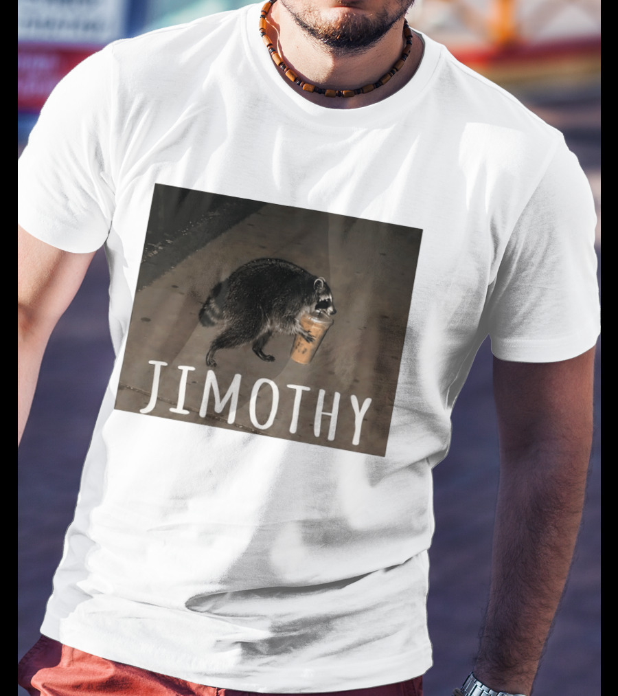Jimothy Raccoon Carrying Iced Coffee Meme Animal Lover T-Shirt