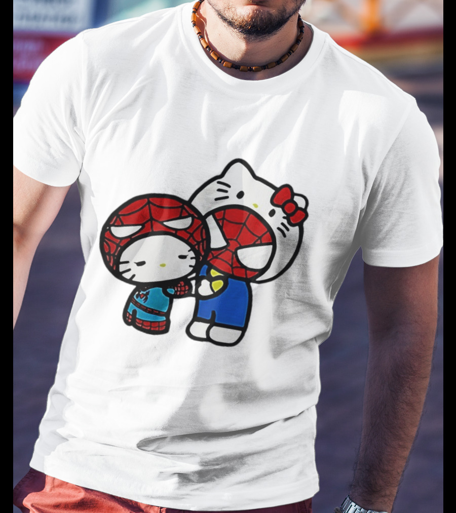 Kitty Hug Spider Man Mask Cute T-Shirt
