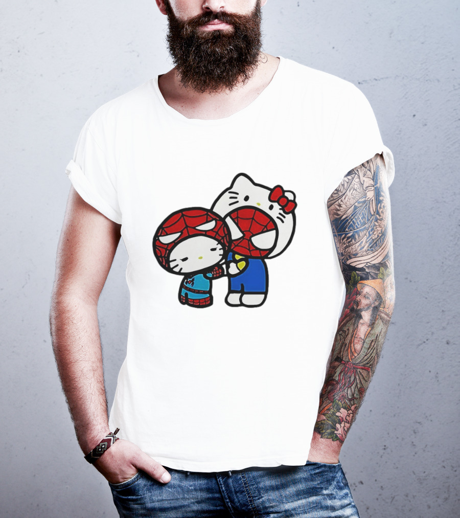 Kitty Hug Spider Man Mask Cute T-Shirt