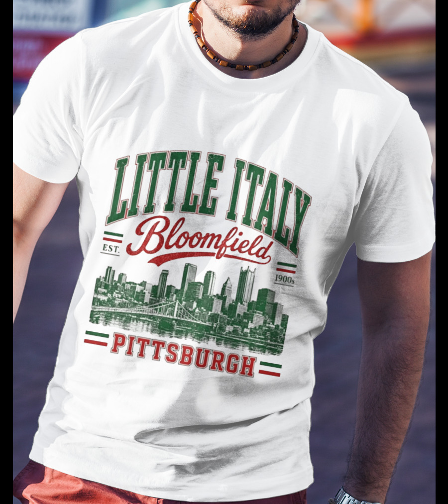 Little Italy Bloomfield Pittsburgh Est. 1900s Skyline Heritage T-Shirt