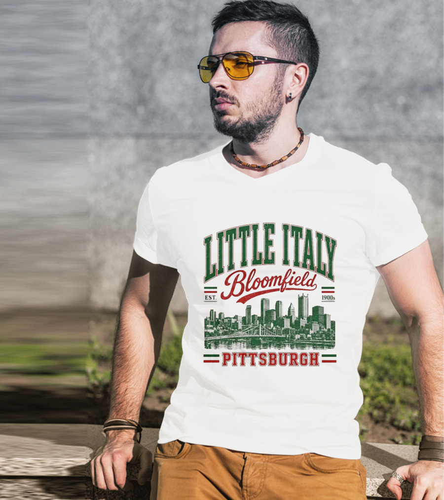 Little Italy Bloomfield Pittsburgh Est. 1900s Skyline Heritage T-Shirt