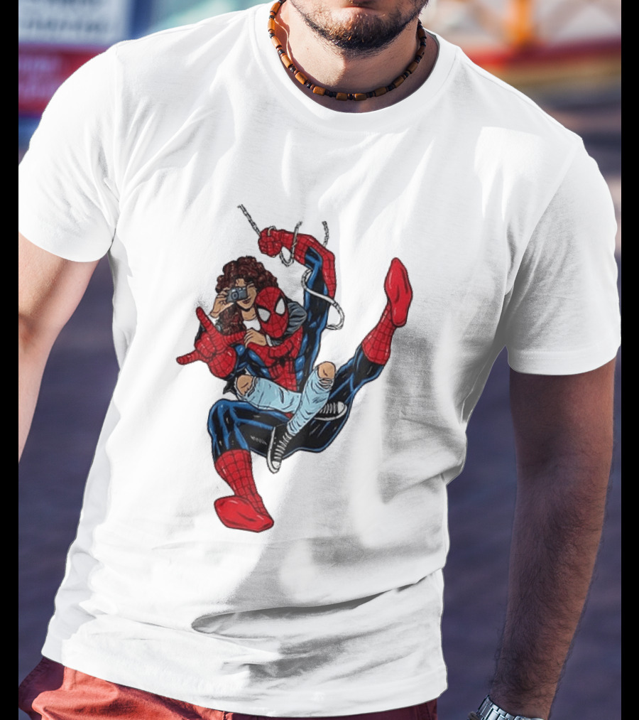 Spider Man The Heart Behind The Hero Photography Pose T-Shirt