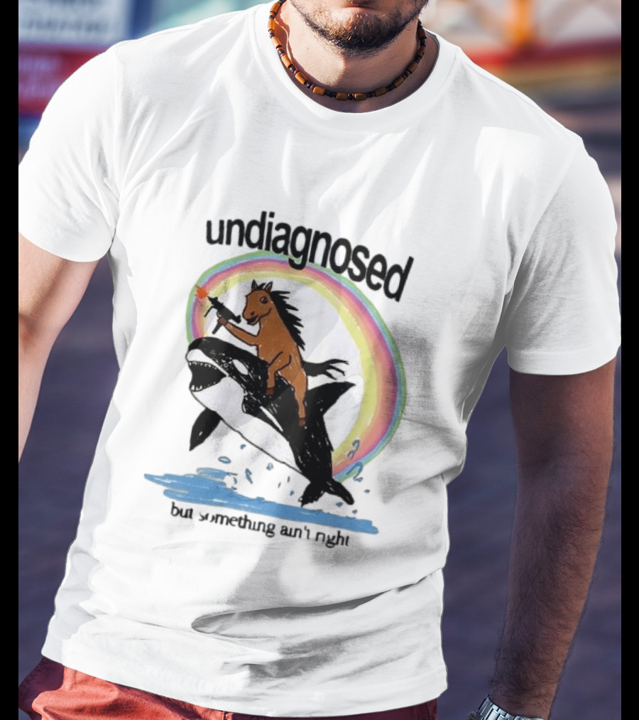 Undiagnosed Horse Riding Orca But Something Ain't Right Gun Rainbow T-Shirt