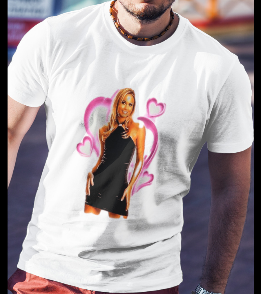 WWE Stacy Keibler Pink Hearts Glamorous Pose T-Shirt