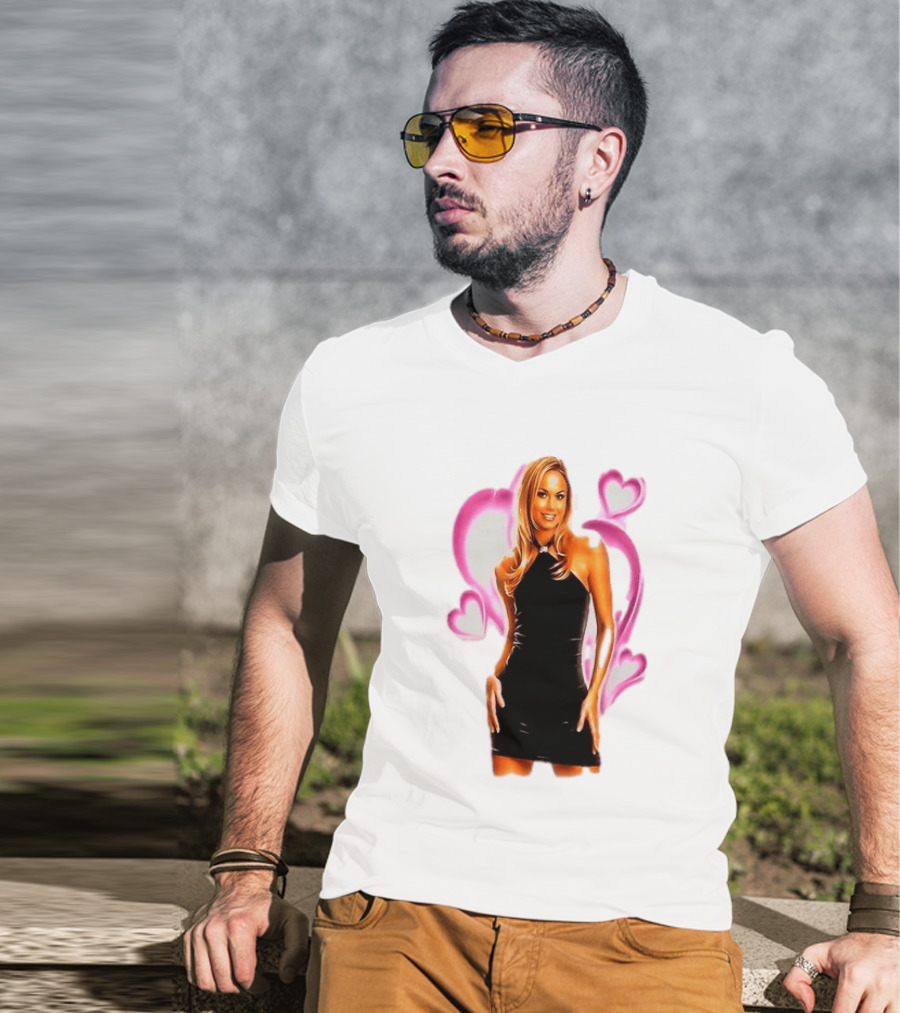 WWE Stacy Keibler Pink Hearts Glamorous Pose T-Shirt