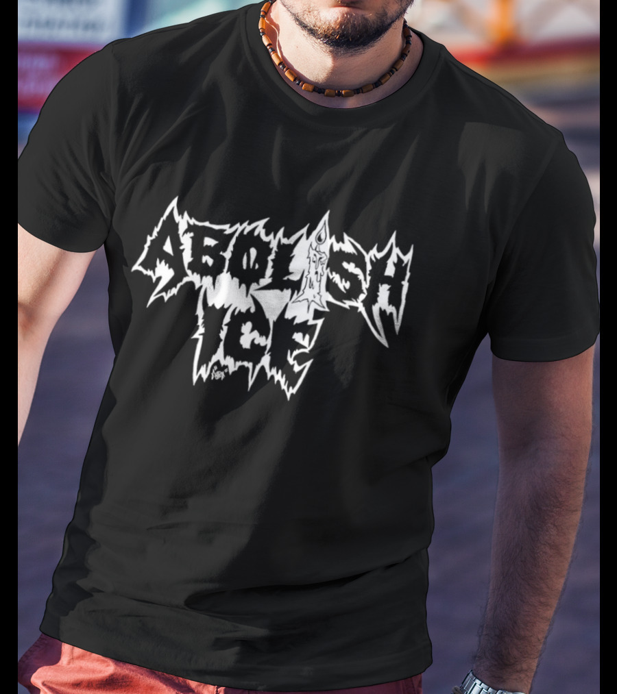Abolish Ice Metal Font Spiky T-Shirt