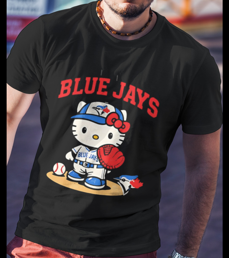 Hello Kitty Toronto Blue Jays Collaboration Baseball Cute Character Merchandise T-Shirt