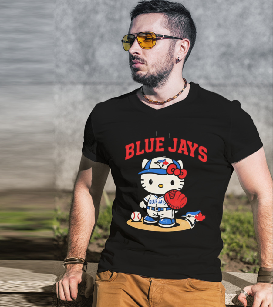 Hello Kitty Toronto Blue Jays Collaboration Baseball Cute Character Merchandise T-Shirt