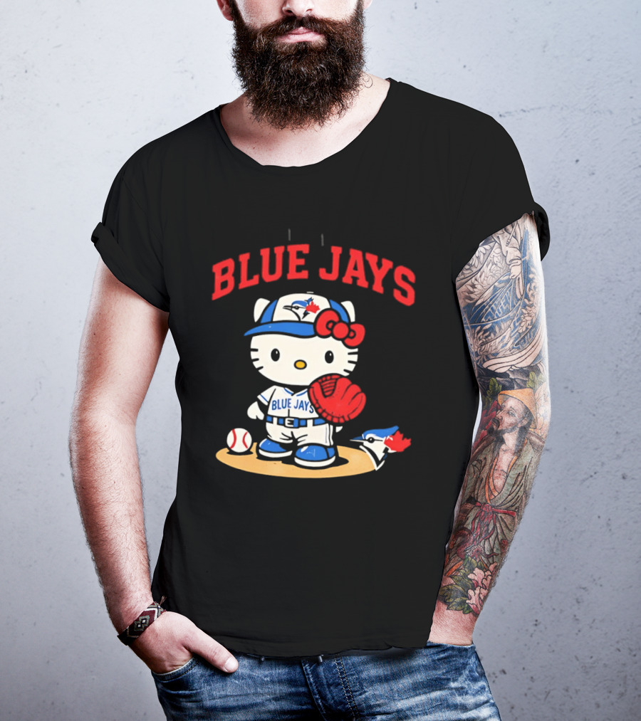 Hello Kitty Toronto Blue Jays Collaboration Baseball Cute Character Merchandise T-Shirt