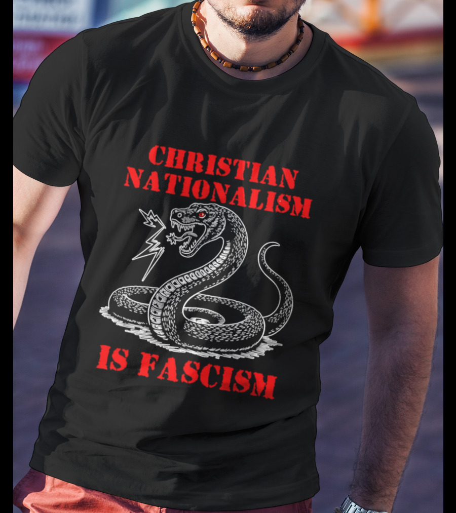 Christian Nationalism Is Fascism Snake With Lightning Bolt T-Shirt