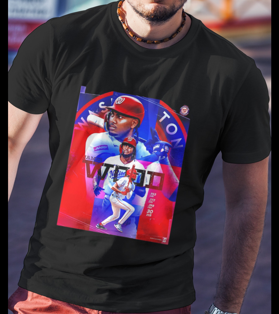 James Wood Washington Nationals .272 AVG .398 OBP 30 HR Collage T-Shirt