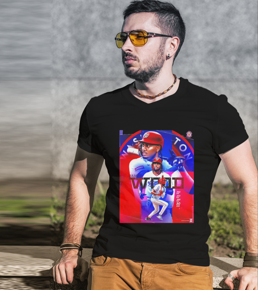 James Wood Washington Nationals .272 AVG .398 OBP 30 HR Collage T-Shirt