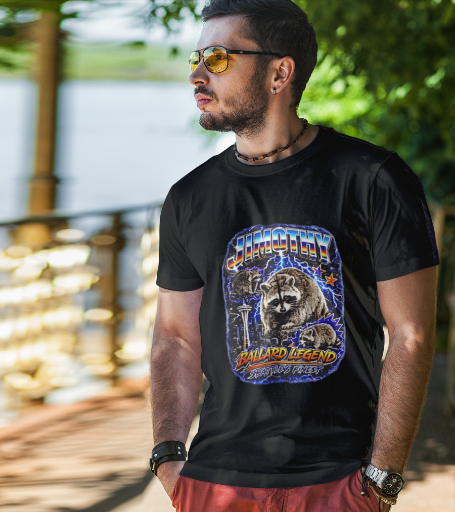 Jimothy Ballard Legend Seattle's Finest Raccoon With Space Needle And Stars T-Shirt