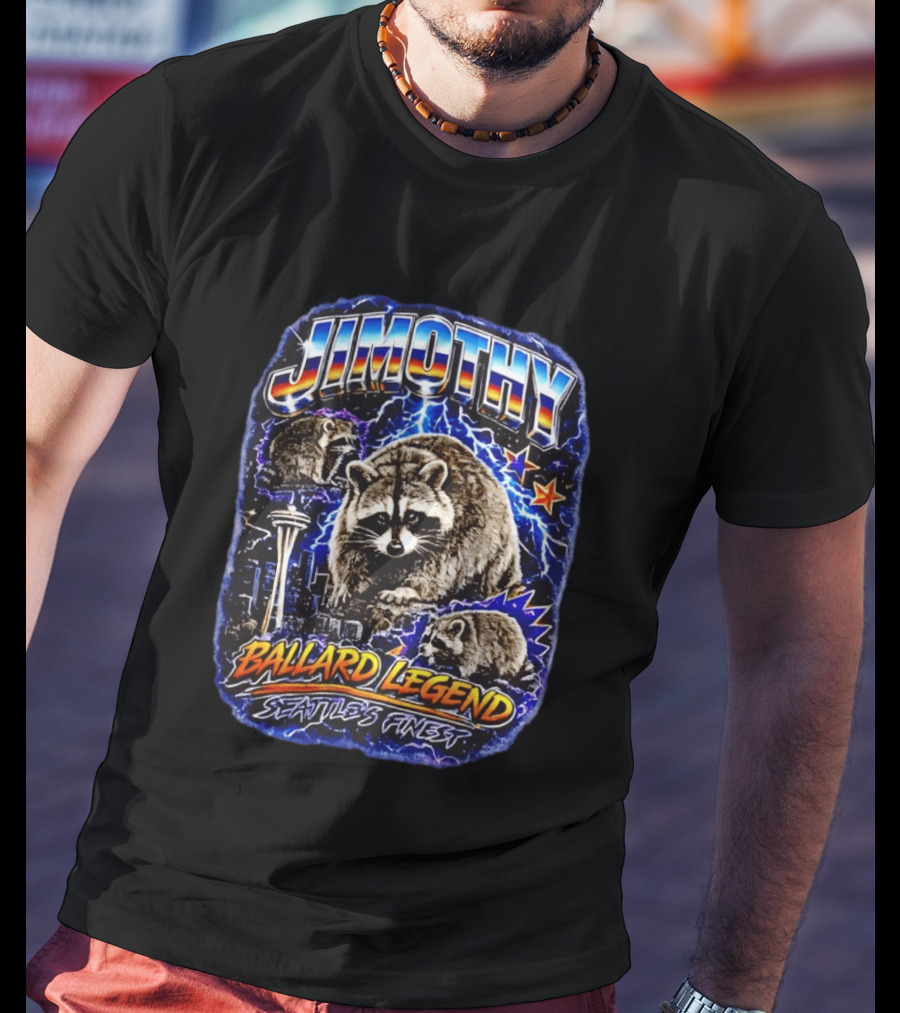 Jimothy Ballard Legend Seattle's Finest Raccoon With Space Needle And Stars T-Shirt
