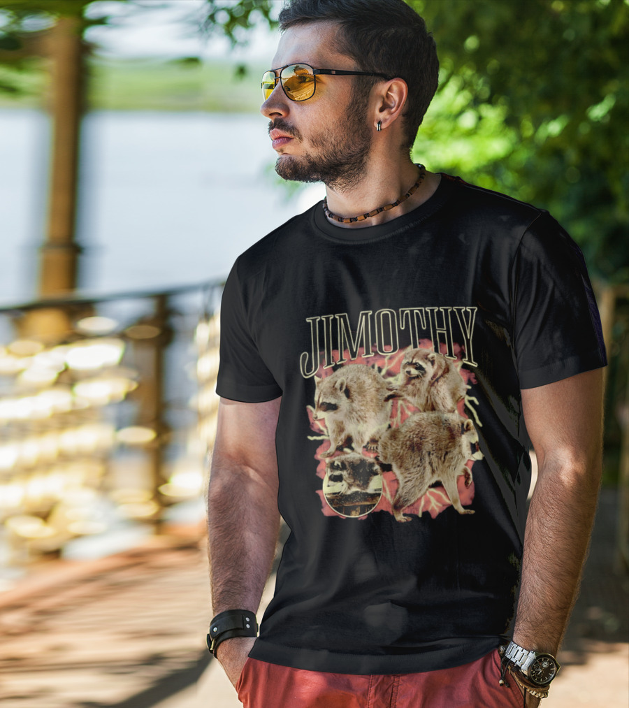 Jimothy Raccoons Retro Wildlife Montage T-Shirt