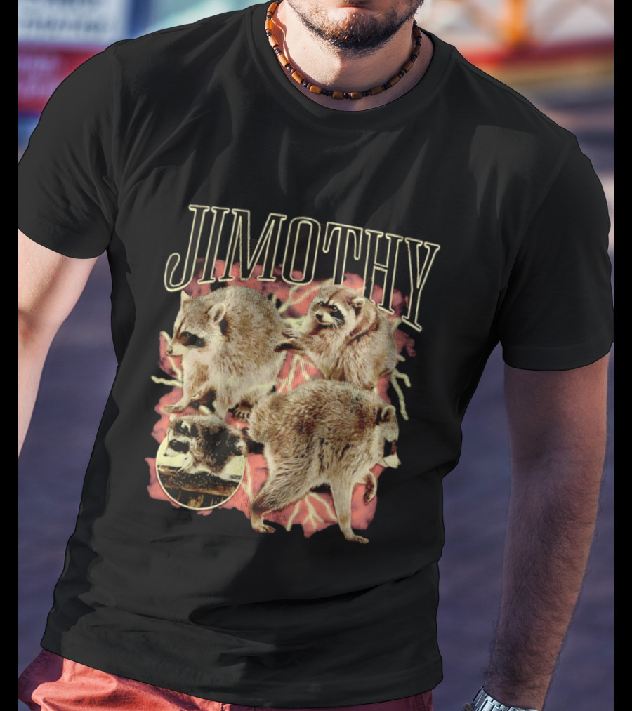 Jimothy Raccoons Retro Wildlife Montage T-Shirt