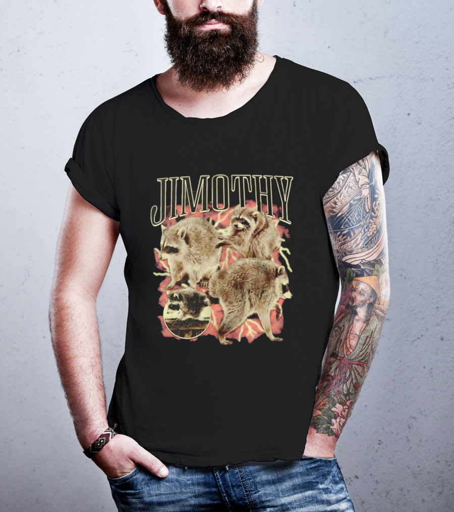 Jimothy Raccoons Retro Wildlife Montage T-Shirt
