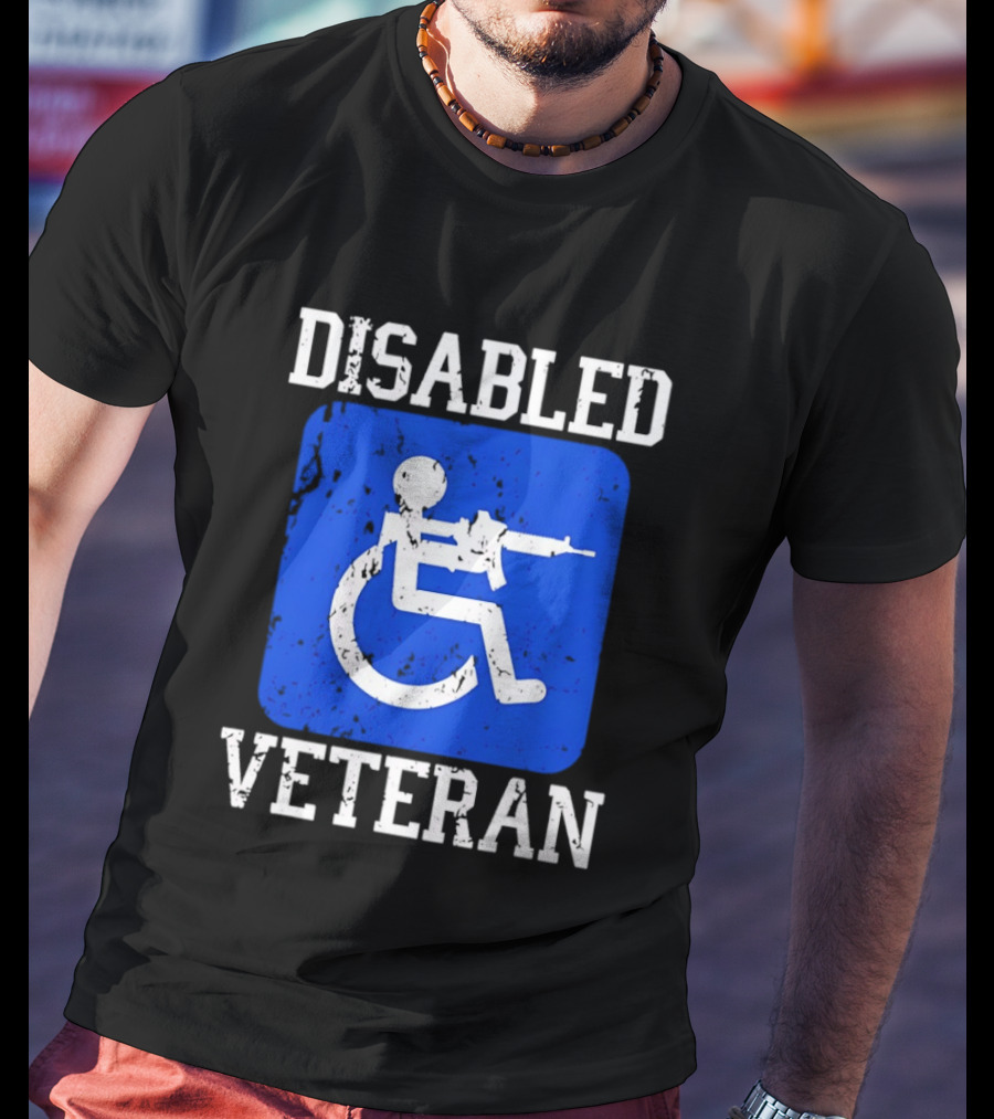 Disabled Veteran Armed Forces Distressed Military T-Shirt