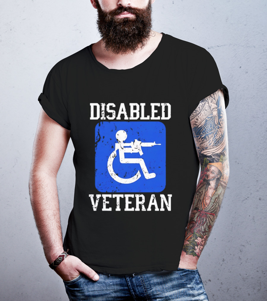 Disabled Veteran Armed Forces Distressed Military T-Shirt