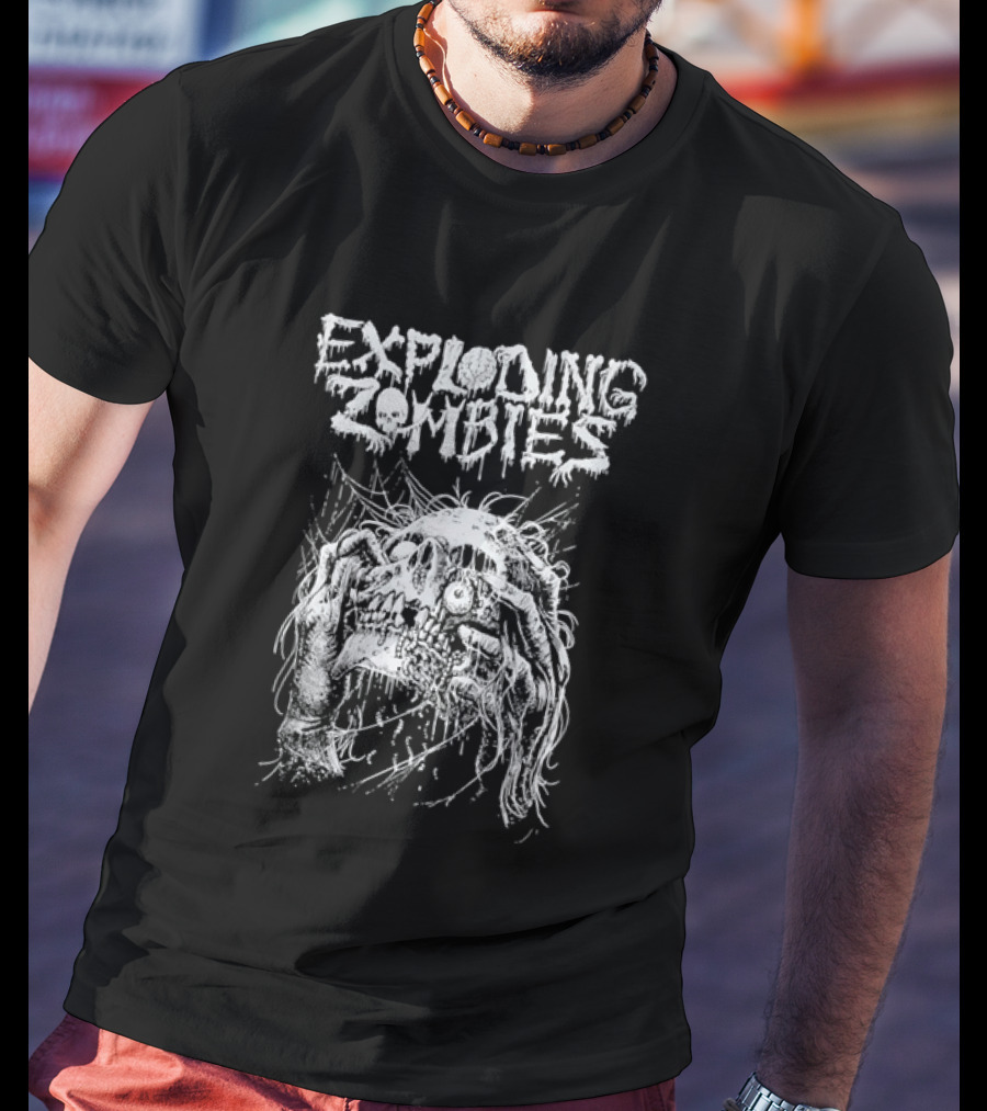 Exploding Zombies Horror Dripping Text Grunge Monster T-Shirt