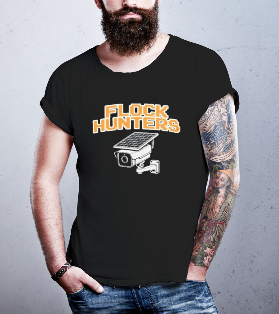 Flock Hunters Drinkin Bros Surveillance Camera Solar Panel T-Shirt