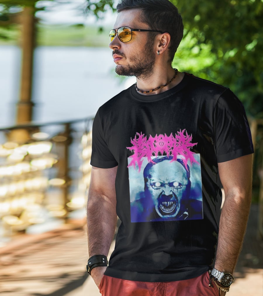 Gore Demon Face Glowing Eyes Death Metal Band T-Shirt