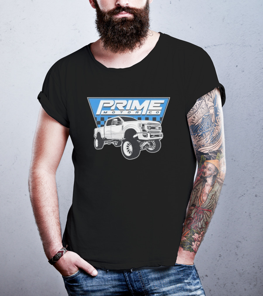 Prime Motor Co Lifted Truck Checkered Triangle T-Shirt