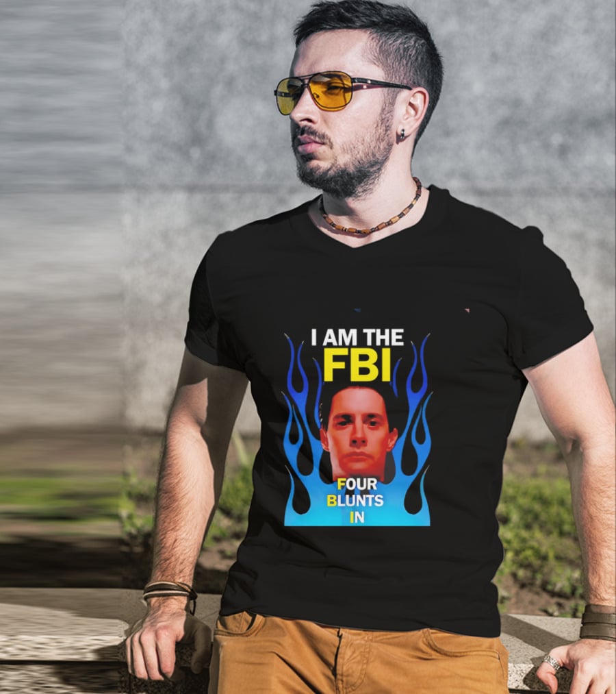 I Am The FBI Four Blunts In Special Agent Dale Cooper Blue Flame T-Shirt