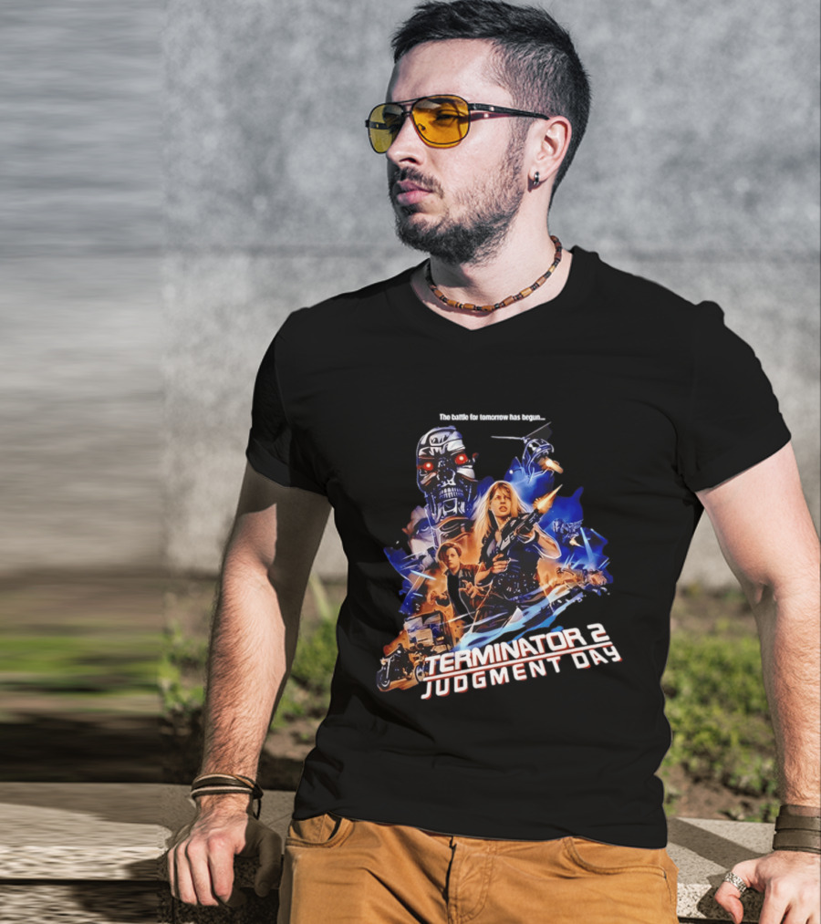The Battle For Tomorrow Has Begun Terminator 2 Judgment Day Arnold Schwarzenegger Linda Hamilton 800 Cyberdyne Skynet T-Shirt