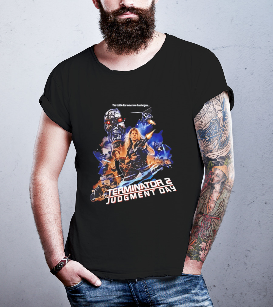 The Battle For Tomorrow Has Begun Terminator 2 Judgment Day Arnold Schwarzenegger Linda Hamilton 800 Cyberdyne Skynet T-Shirt