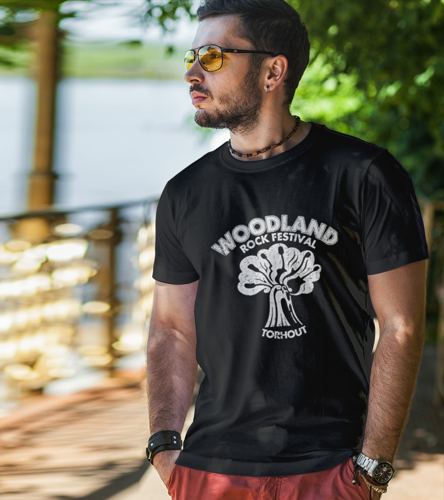 Woodland Rock Festival Torhout Tree Of Guitars Vintage Music Event T-Shirt