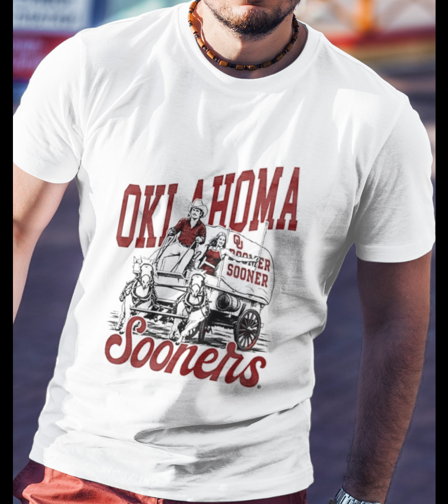 Oklahoma Sooners Boomer Sooner Horse Drawn Wagon T-Shirt