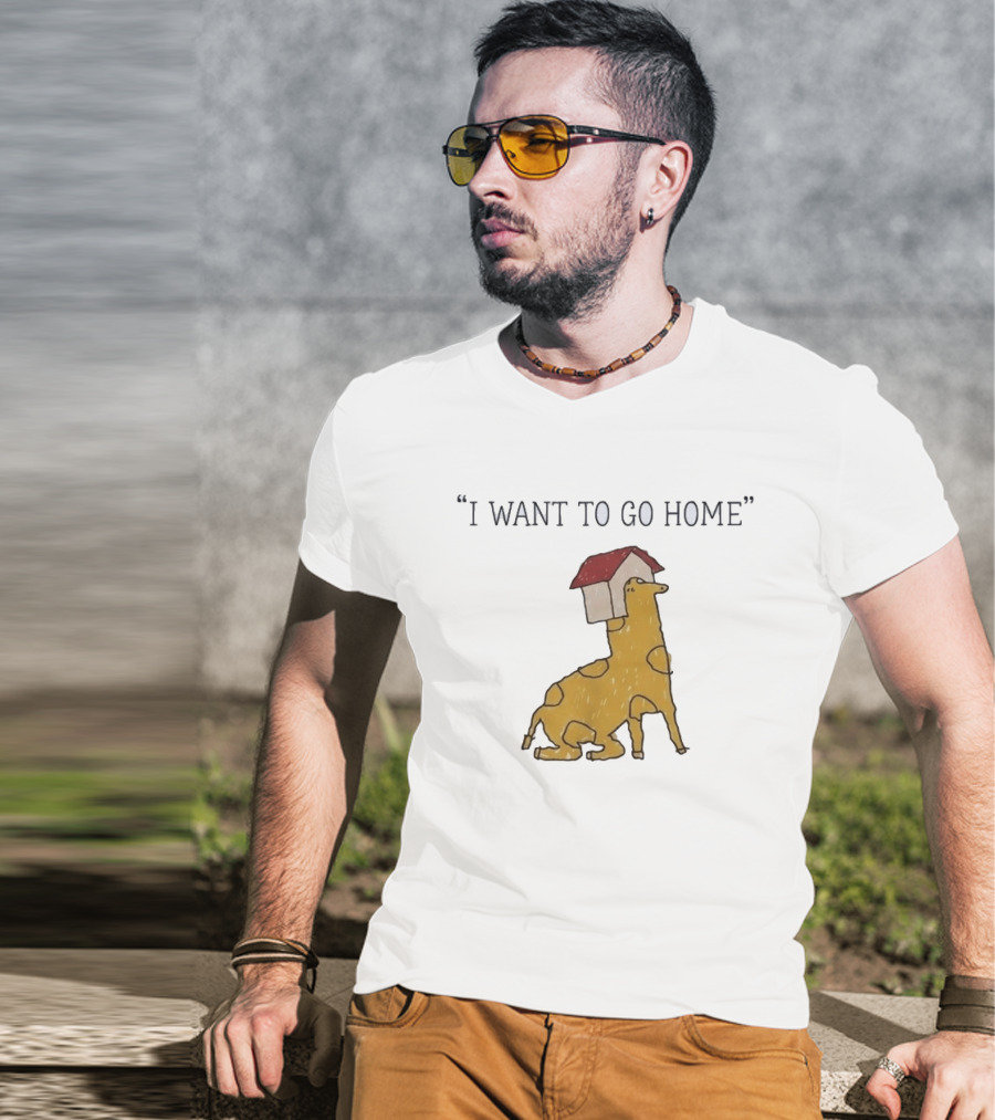 I Want To Go Home Giraffe With House On Head T-Shirt