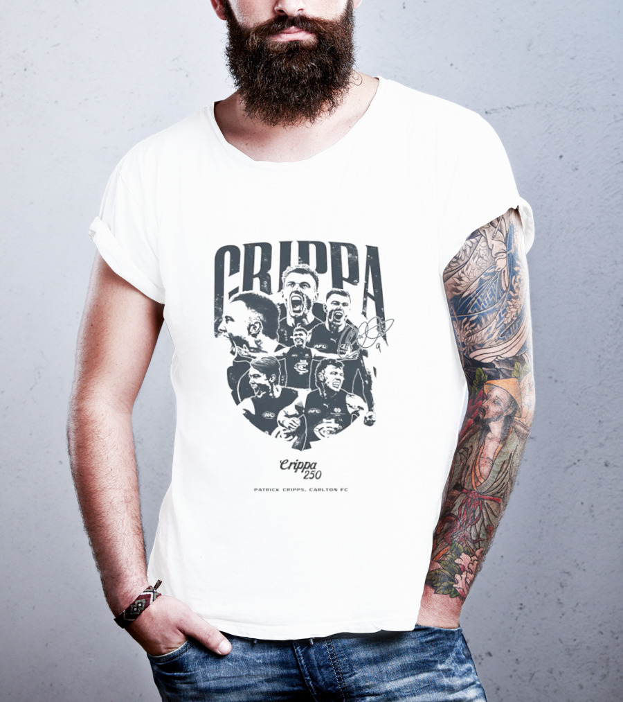 Crippa 250 Patrick Cripps Carlton FC Celebratory Milestone T-Shirt
