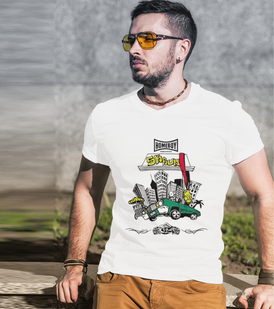 Homeboy Skrun Teddy Bear Driving City 5k Run Streetwear Adventure T-Shirt