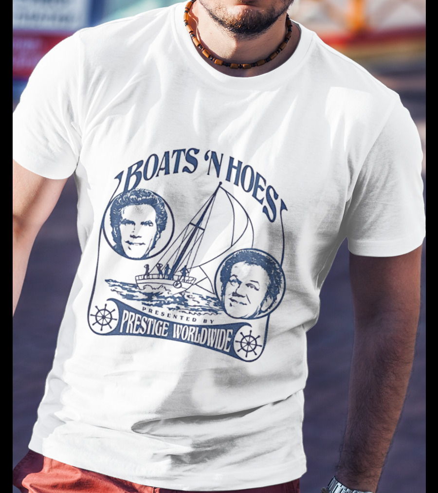 Boats 'N Hoes Presented By Prestige Worldwide Step Brothers Faces Sailboat T-Shirt