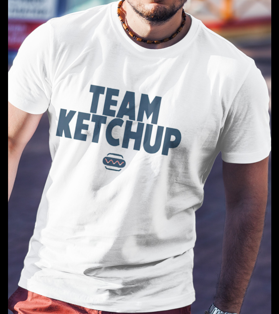 Team Ketchup Hot Dog Wavy Line T-Shirt