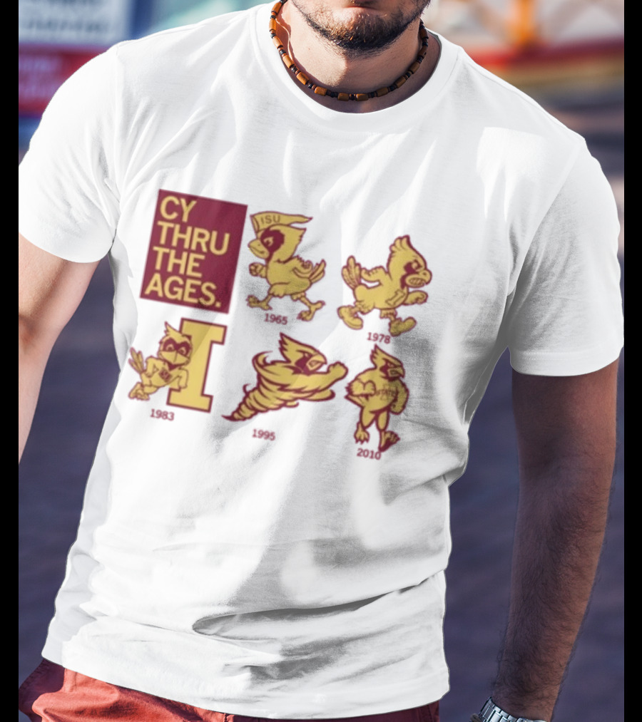 Iowa State Cyclones CY Thru The Ages Mascot Evolution Logos 1954 1972 1995 2008 T-Shirt