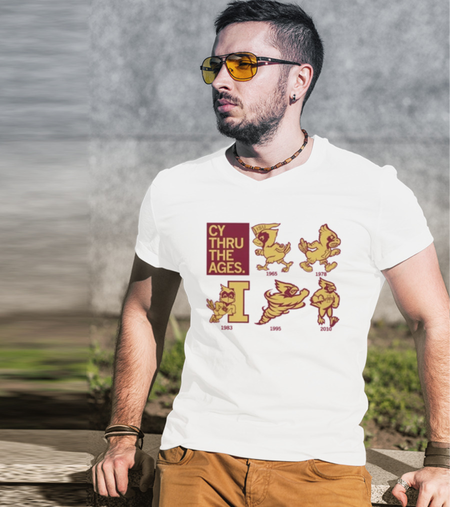Iowa State Cyclones CY Thru The Ages Mascot Evolution Logos 1954 1972 1995 2008 T-Shirt