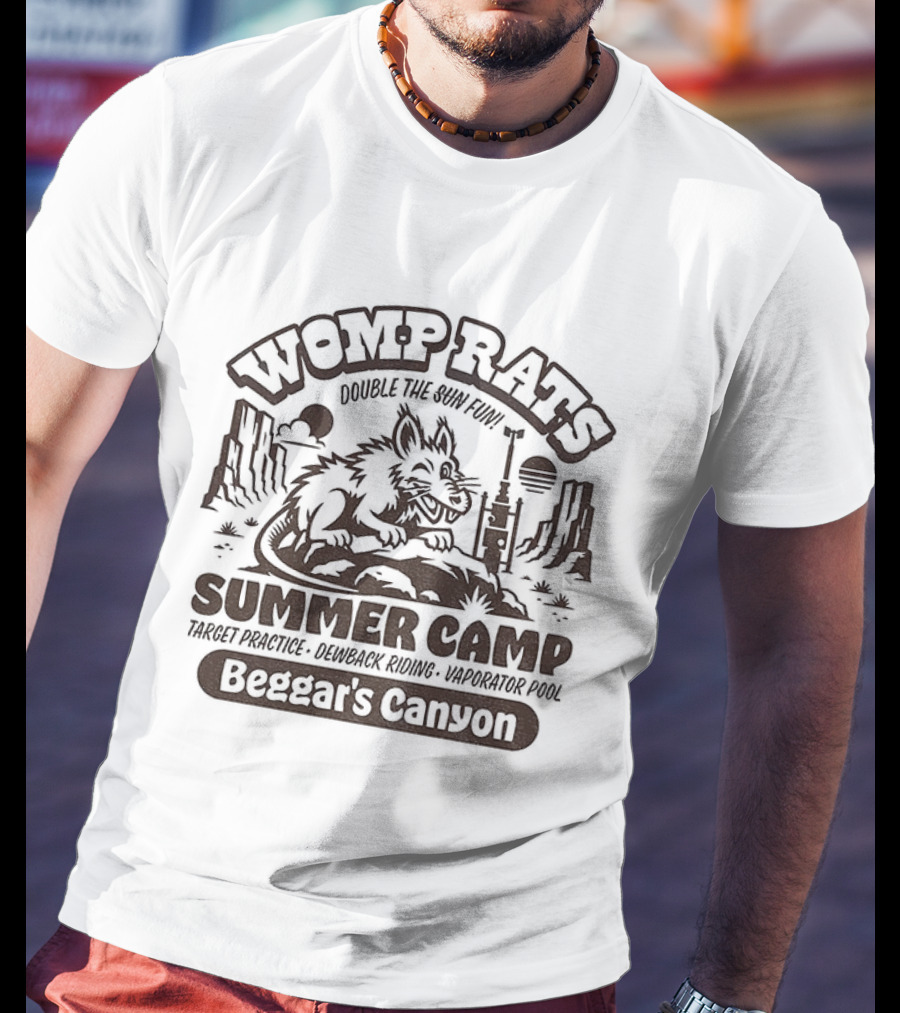Womp Rats Summer Camp Double The Sun Fun Beggar's Canyon Adventure Scene T-Shirt
