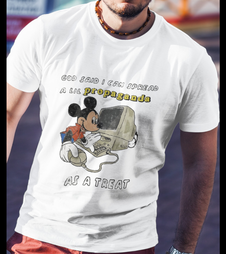 God Said I Can Spread A Lil Propaganda As A Treat Mickey Mouse Vintage Computer T-Shirt