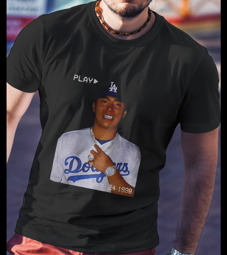 90s Yoshinobu Yamamoto Bootleg Rap Dodgers LA Jan 24 1998 T-Shirt